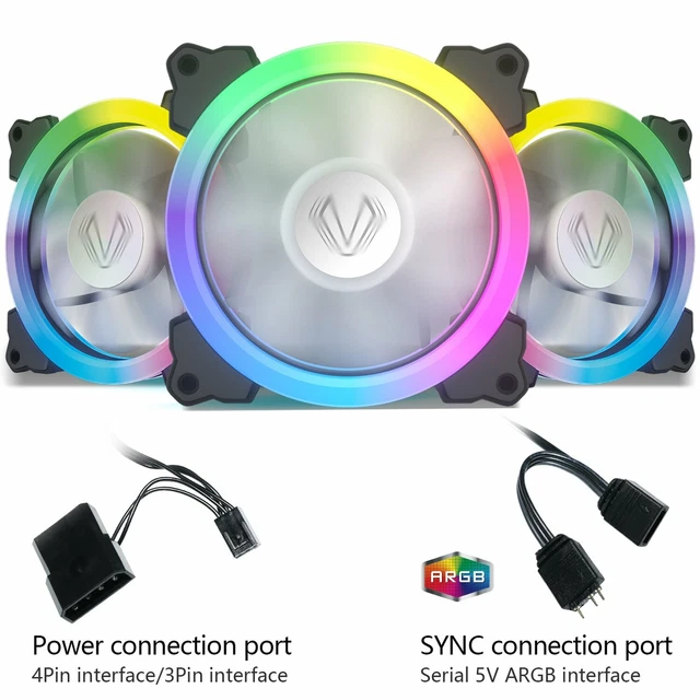 3 PACK KITS 120mm Addressable ARGB Computer Case Fan 3 Pin/4Pin