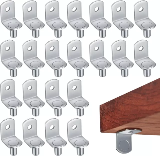 Shelf Support Pegs, 50 Pcs L-Shaped Shelf Bracket Pegs with Hole, 5mm Metal Pin