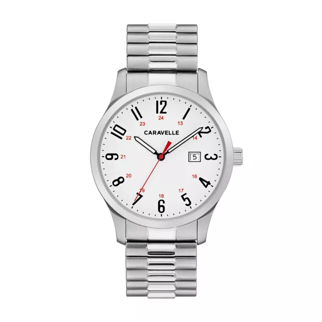 Caravelle Men's Quartz Calendar Silver Tone Expansion Band Watch 40mm 43B153