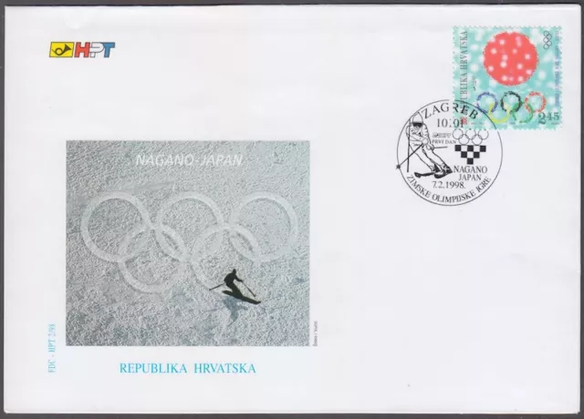 CROATIA Sc # 359 FDC - JUEGOS OLÍMPICOS DE INVIERNO 1998 en NAGANO