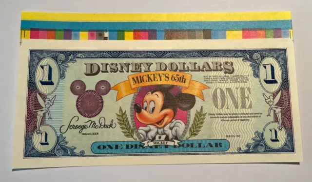 PROOF ORIGINAL COLOR PALETTE, $1 1993 Mickey Disney Dollars, Uncirculated