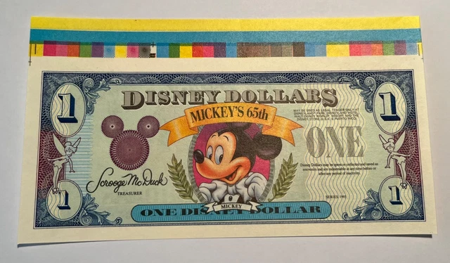 PROOF ORIGINAL COLOR PALETTE, $1 1993 Mickey Disney Dollars, Uncirculated PROOF ORIGINAL COLOR PALETTE, $1 1993 Mickey Disney Dollars, Uncirculated