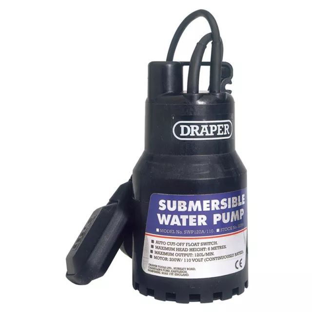 Draper Submersible Water Pump with Float Switch 120L/Min 200W 110V 52064