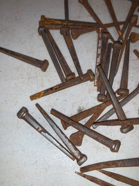 63 Vintage Antique Square Cut Common Nails (BW) 3