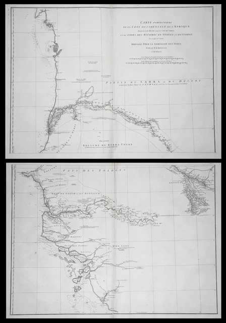 Western Africa Coast Senegal Gambia Mauritania D'Anville Mappa Engraving