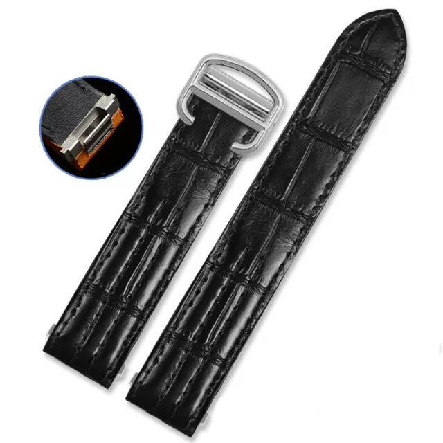 Black Strap Band for Cartier Roadster Quick-Release In Alligator/Crocodile Print