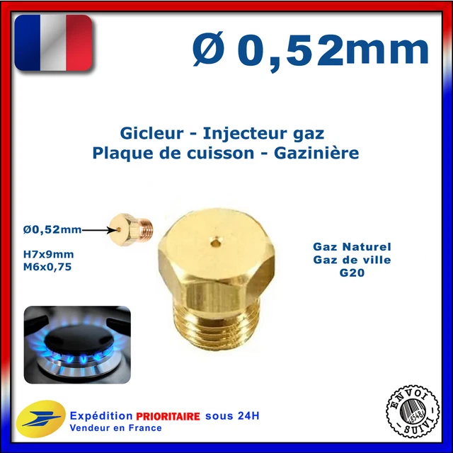 Gicleur injecteur 0,52mm ou .52 gaz de ville pour cuisinière plaque cuisson