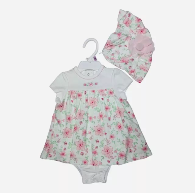 Little Me Dress Baby Girl 3 Months White Pink Floral Dress Set