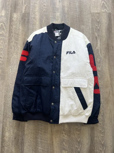 Vintage Fila Jacket Mens XL Spellout Logo Colorblock Track Windbreaker