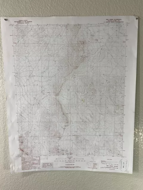 1989 USGS Topo Topographic Map Geological 22" x 27" Bird Spring Nevada