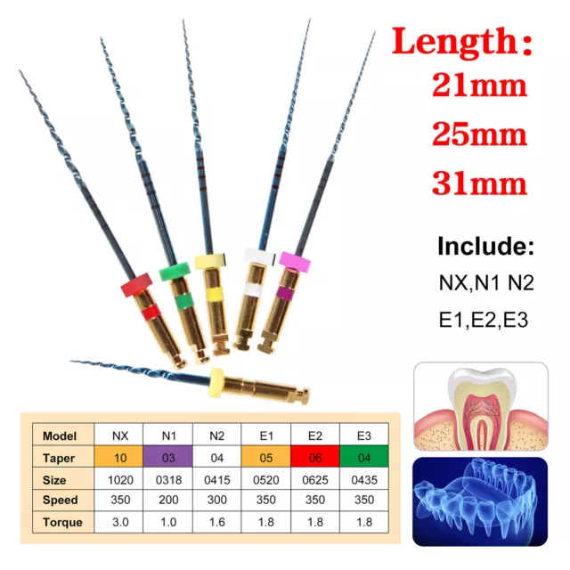 Dental Endodontic Endo File Engine Rotary Root Canal NiTi File 21/25/31mm Lime