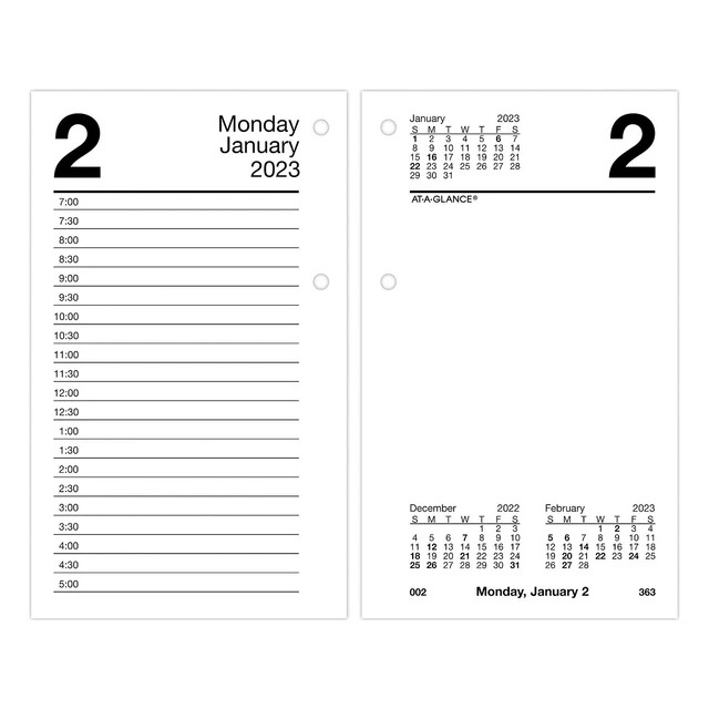 2023 ATAGLANCE 6& x 3.5" Daily LooseLeaf Desk Calendar Refill White