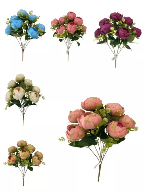 7 Heads Artificial Flowers Silk Peony Bouquet Fake Rose Wedding Home Party Decor