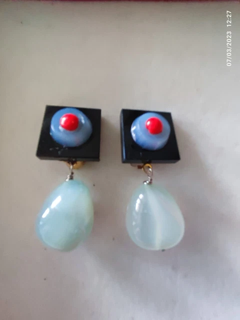 Boucles D'oreilles Clips Vintage En Demi-perle De Verre Nacré - Anciennes, Sans Marque, Référence 2771