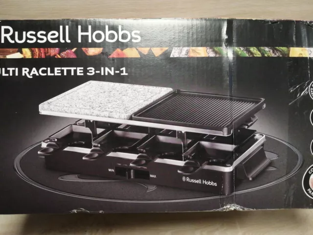 Russell Hobbs Raclette Grill 8 Personen [inkl. 8 Pfännchen und Holzspachtel,