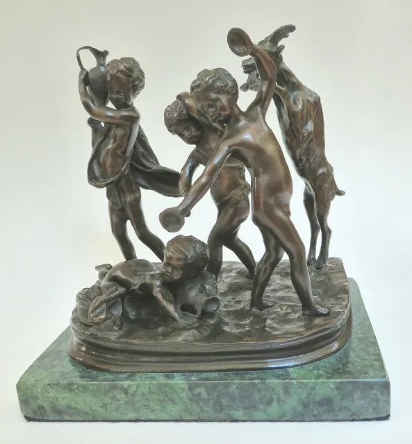 French Antique Bronze Sculpture Group Four Putto after Claude Michel Clodion 19C