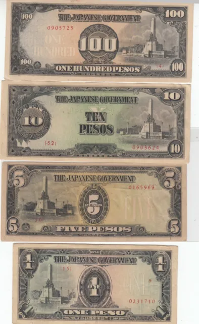 Japanese WW2 Philippines Occupation  Pesos Currency Banknote Paper Money