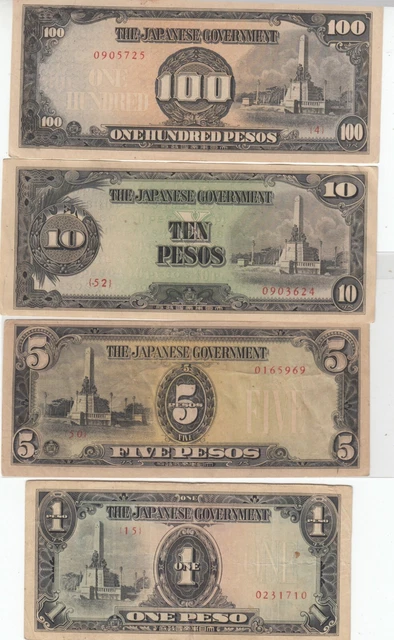 Japanese WW2 Philippines Occupation  Pesos Currency Banknote Paper Money