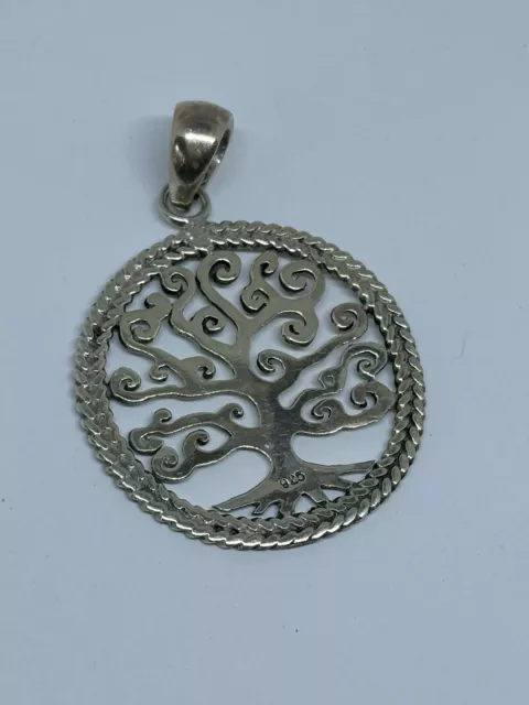 Vintage Solid 925 Sterling Silver TREE OF LIFE PENDANT 42mm 5.62g