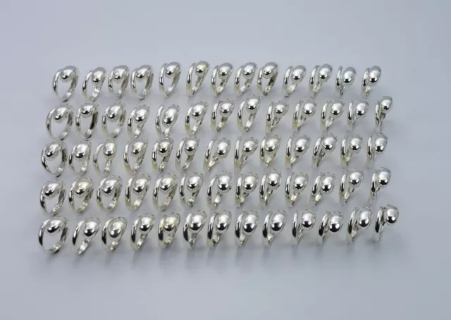 WHOLESALE 65PC 925 SOLID STERLING SILVER PLAIN SNAKE RING LOT n278