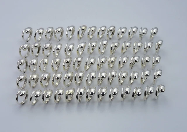 WHOLESALE 65PC 925 SOLID STERLING SILVER PLAIN SNAKE RING LOT n278