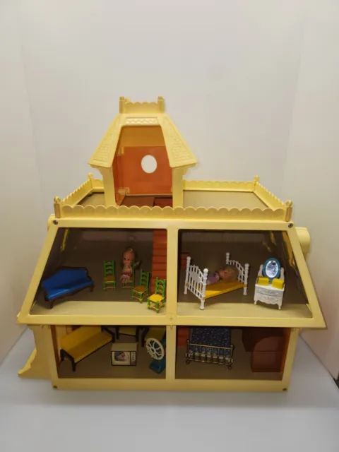 1980 The Littles Victorian Dollhouse Mattel With Dolls Furniture Vintage Rare