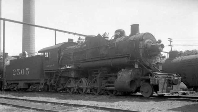 AT&SF SANTA FE Railroad locomotive engine No. 2505 type 2-8-0 OLD TRAIN ...