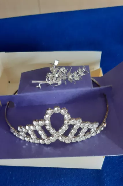 DIADEM Silberhochzeit / Hochzeits/SCHMUCK "KRONE+STRÄUßCHEN"