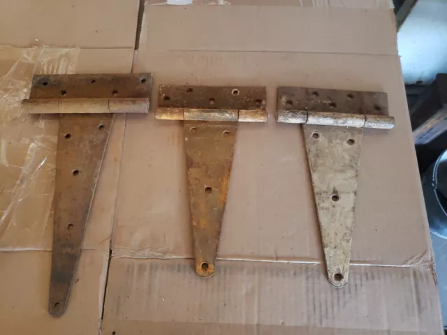 Large Antique VINTAGE Barn Door, Gate T Strap  Hinges 1-15×8 and 2- 7×12