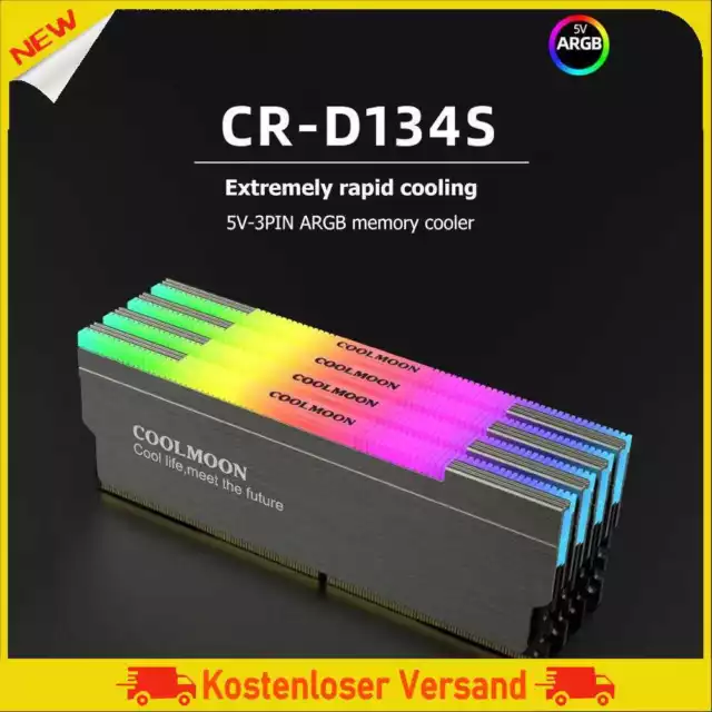 COOLMOON CR-D134S RAM Heat Spreader Addressable RGB Memory Cooler for Desktop PC