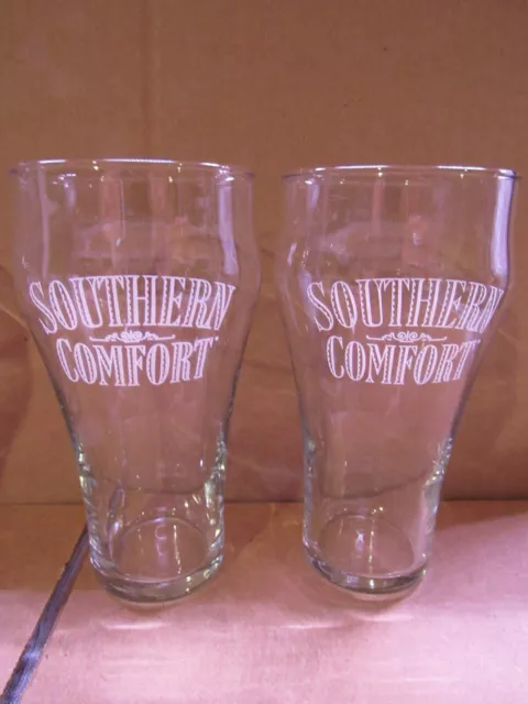 2 Southern Comfort Whiskey Coke Fountain Style Glasses