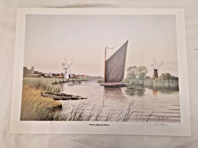 Signed Limited Edition Print Wherry Albion At Thurne Norfolk Broads S F Clarke