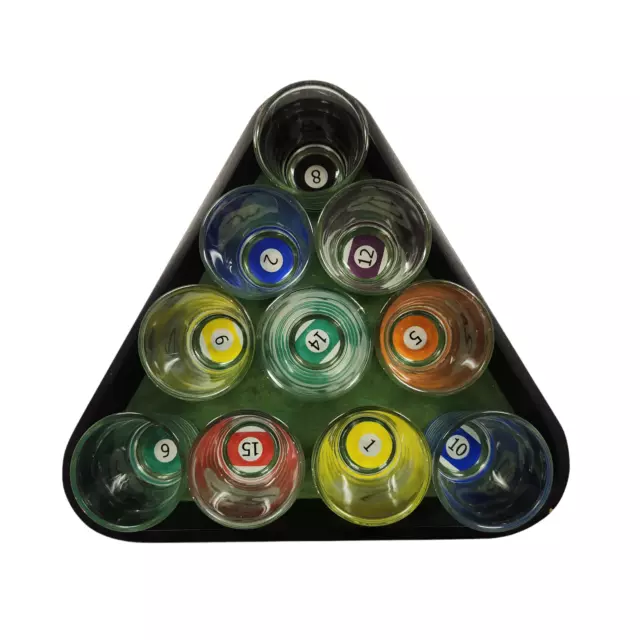 Pool Balls & Rack Holder 11 piece Shot Glasses Novelty Set