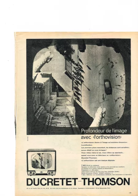 PUBLICITE ADVERTISING   1959    DUCRETET THOMSON  téléviseur