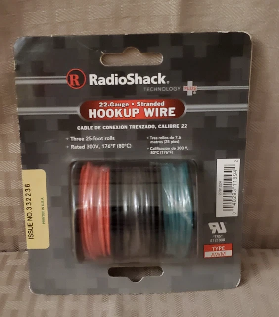 NEW Radio Shack Hookup 22 Gauge Stranded Wire - Three 25 ft rolls - MIP NEW Radio Shack Hookup 22 Gauge Stranded Wire - Three 25 ft rolls - MIP