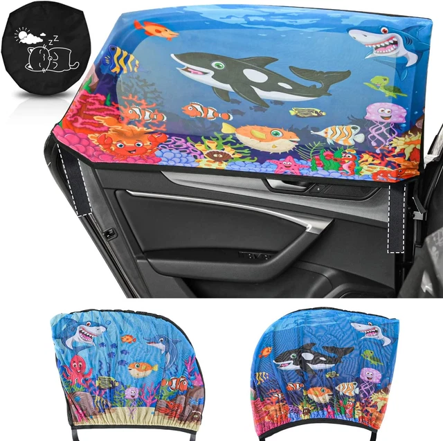 Parasole Auto per Bambini, 2 Pezzi Parasole Finestrino Laterale, Stampa Animali