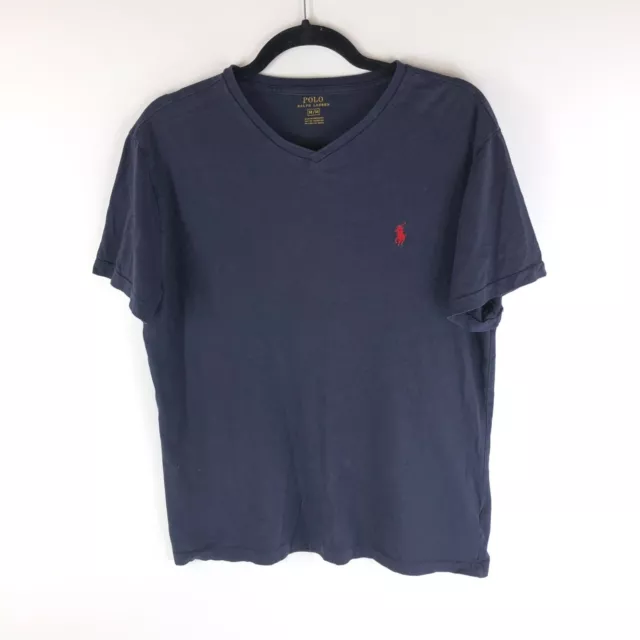 Polo Ralph Lauren Womens T-Shirt V Neck Short Sleeve Logo Navy Blue M