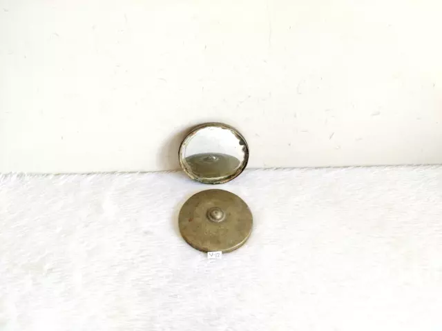 1930s Vintage Old Brass Mirror Round Box Collectible Decorative Vanity Props V12