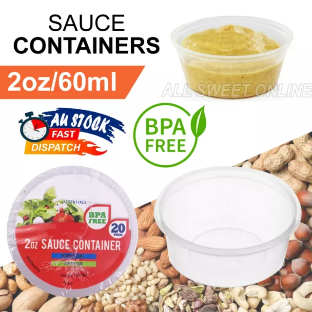 60ml 2oz Take Away Food Container With Lids Plastic Round Clear Sauce Container