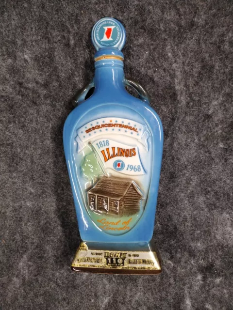 Empty Jim Beam Decanter Illinois Sesquicentennial Regal China Bottle 1818-1968