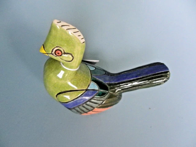 Raku Handmade Bird Crazy Clay Studio So. Africa Gerhard de Beer Signed 7" Long 2