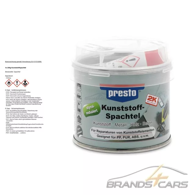 PRESTO 250g 2K KUNSTSTOFFSPACHTEL SCHWARZ KUNSTSTOFF-SPACHTEL FLEXIBEL 601460