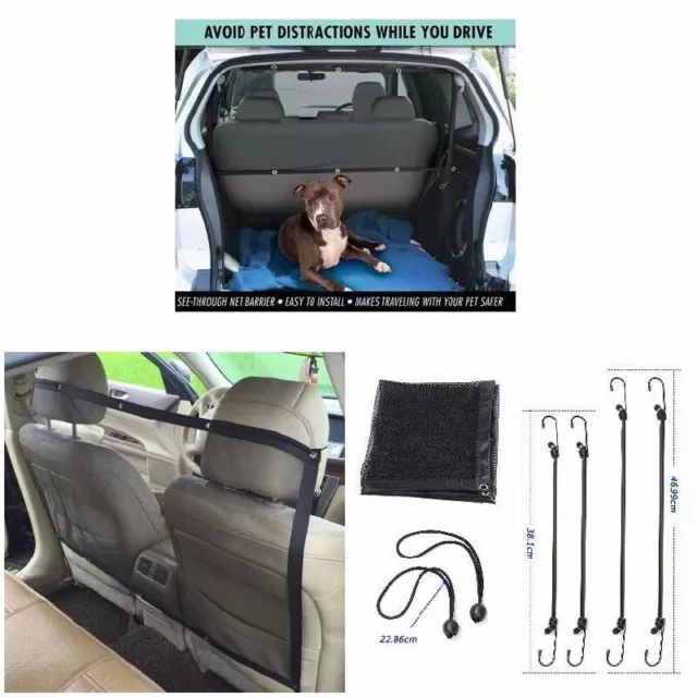 Car Dog Pet Barrier Guard Back Seat Safety Protector Mesh Net Black Car Pet Pro