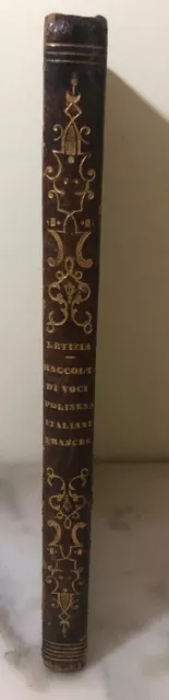 Rarissimo Antico Libro Raccolta di voci polisense italiane 1857 prima edizione