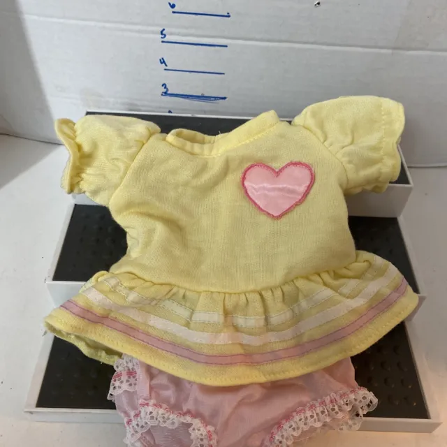 Vintage Cabbage Patch Dress Yellow Heart Dress 1985 & Pink Ruffled But Bottoms