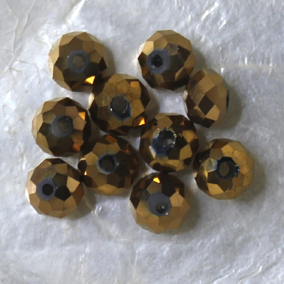 10 CITROUILLES  -  Cristal de Bohême  -  4 X 6 MM  -  DORE