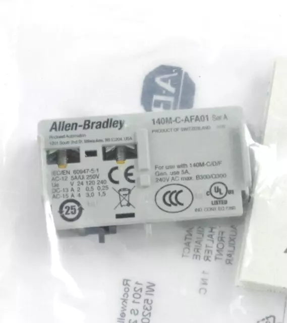 Allen Bradley 140M-C-AFA01/140MCAFA01 Aux Contact Bloc Série A - Neuf Surplus