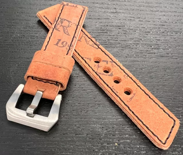 Fluco Shell Cordovan Horween stamped Leather tan watchstrap & Pre V buckle 20mm