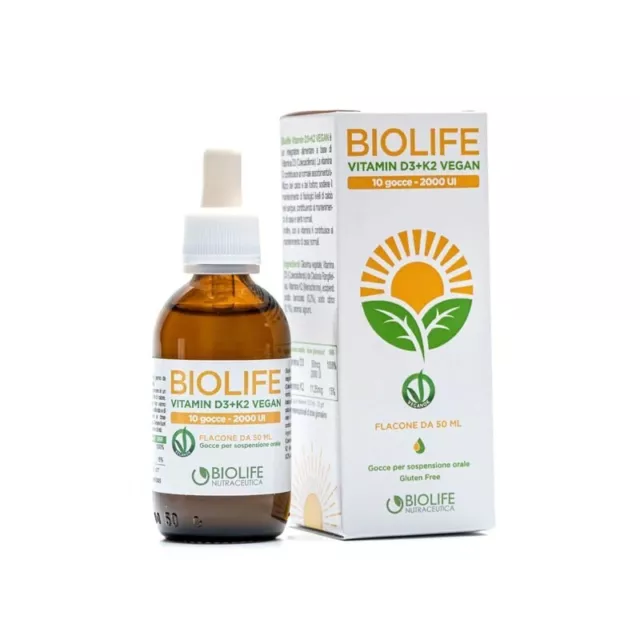 BIOLIFE NUTRACEUTICA Vitamin D3+K2 Vegan - Bone Health Supplement 50 ml Drops