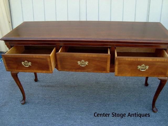 61966   Banded Mahogany Queen Anne Buffet Sideboard Server Cabinet